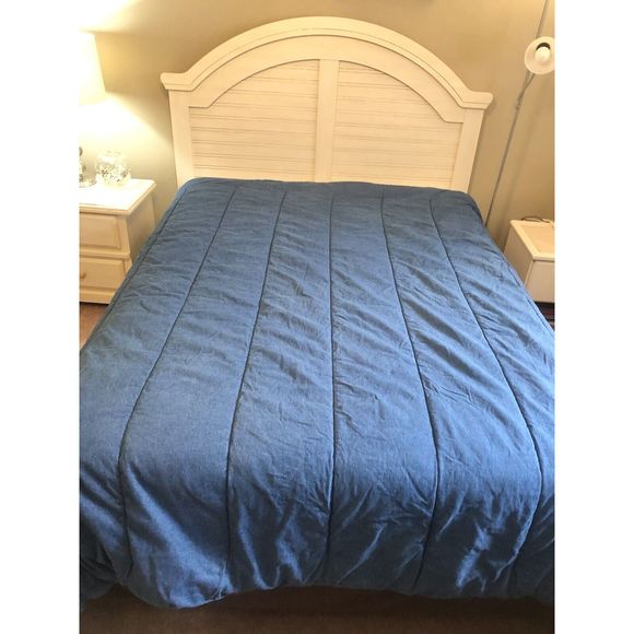 crown crafts usa Bedding Vintage Blue Denim King Comforter Quilt 0